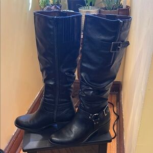 White Mountain Black Over the Knee Boots